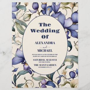 Budget Elegant Watercolor Blue Floral Wedding Flyer