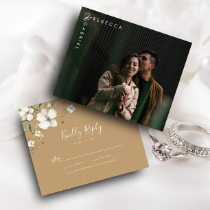 Budget Elegant Watercolor Floral Photo RSVP Card