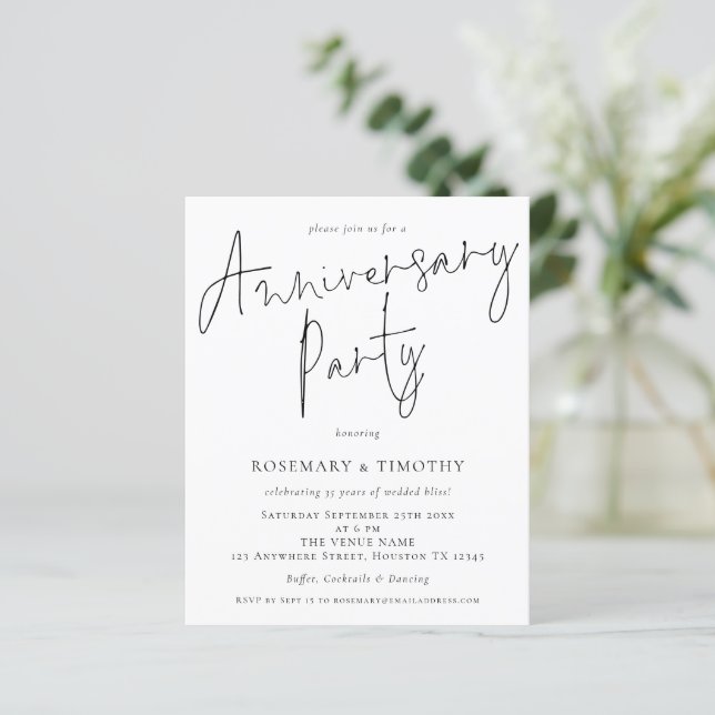 Budget Elegant Wedding Anniversary Party Invite (Standing Front)
