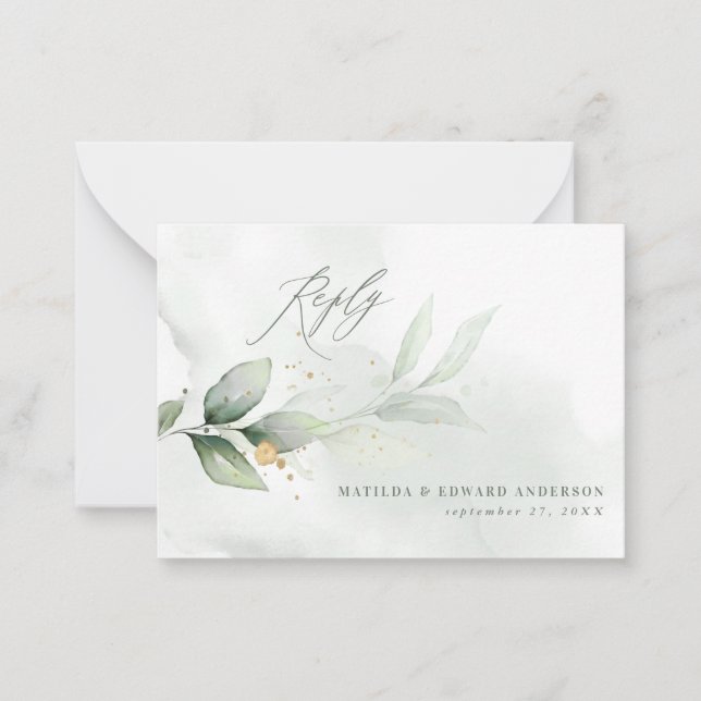  budget elegant wedding eucalyptus botanical RSVP  Card (Front)