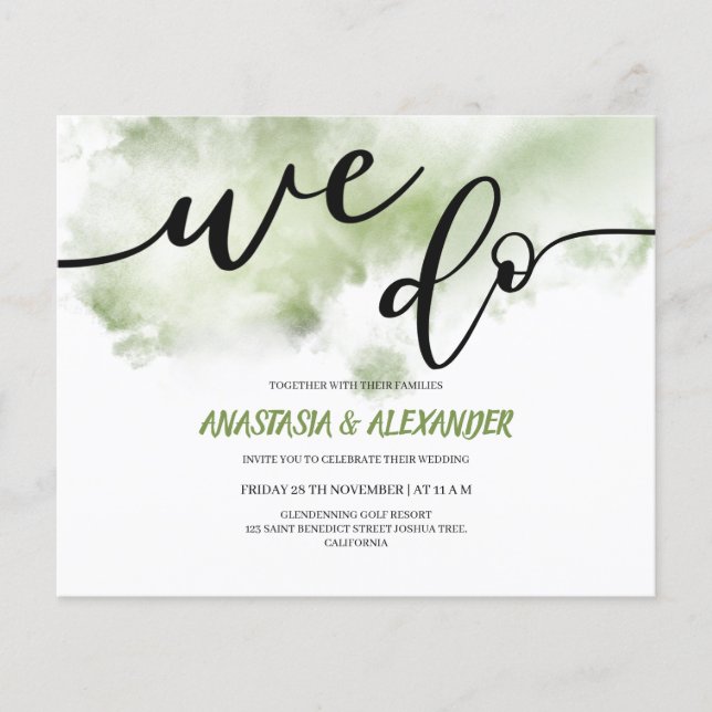 Budget/Elegant wedding invitation. Invitation Flyer (Front)