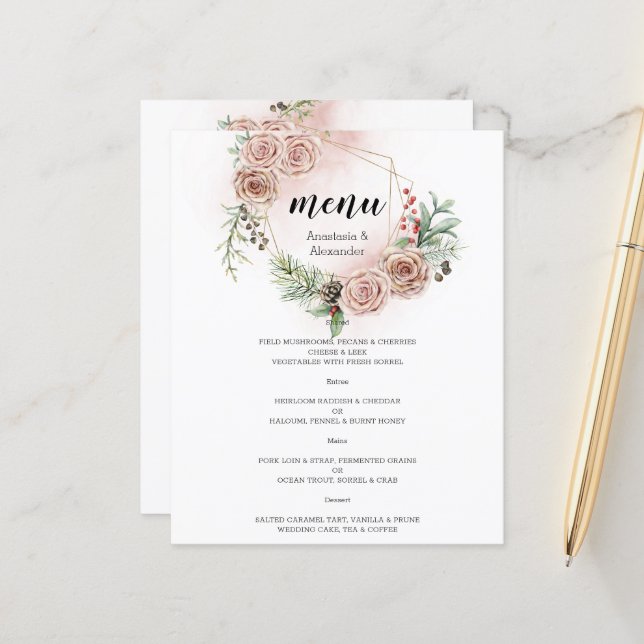 Budget Elegant WEDDING MENU. (Front/Back In Situ)