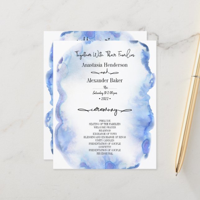 Budget/Elegant Wedding Program. (Front/Back In Situ)