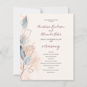 Budget Elegant Wedding Program card.