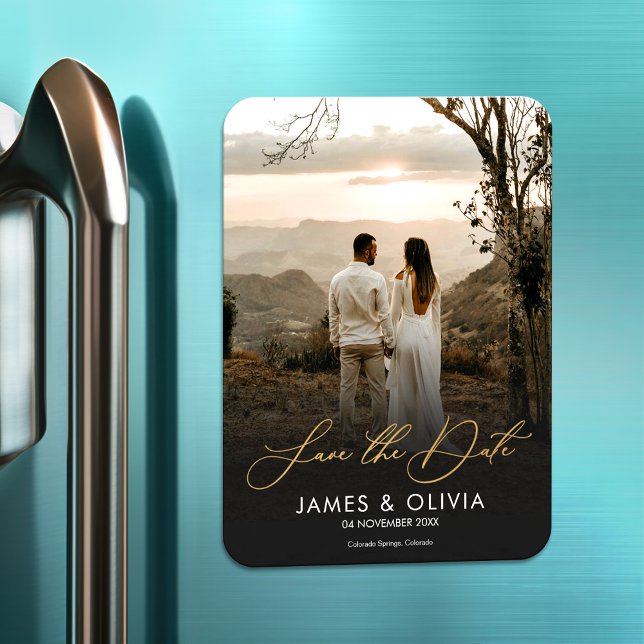 Budget Elegant Wedding Save The Date Couple Photo Magnet (Creator Uploaded)