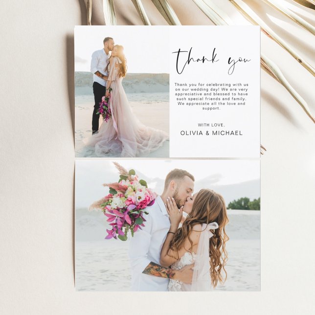Budget Elegant Wedding Thank You Photo Card (Creator Uploaded)