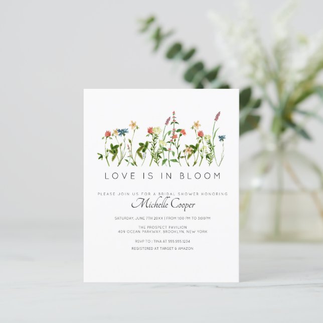 Budget Elegant Wildflower Bridal Shower Invitation (Standing Front)