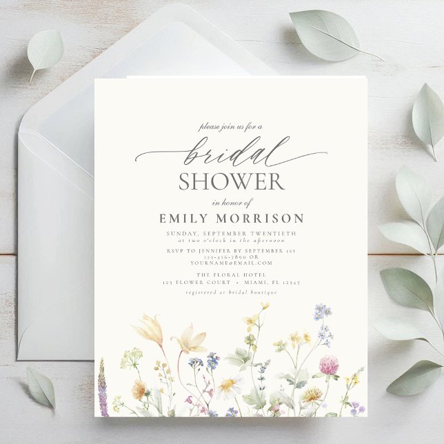 Budget Elegant Wildflower Bridal Shower Invitation (Creator Uploaded)