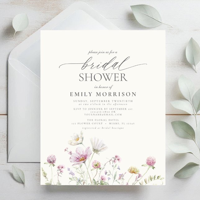 Budget Elegant Wildflower Bridal Shower Invitation Flyer (Creator Uploaded)
