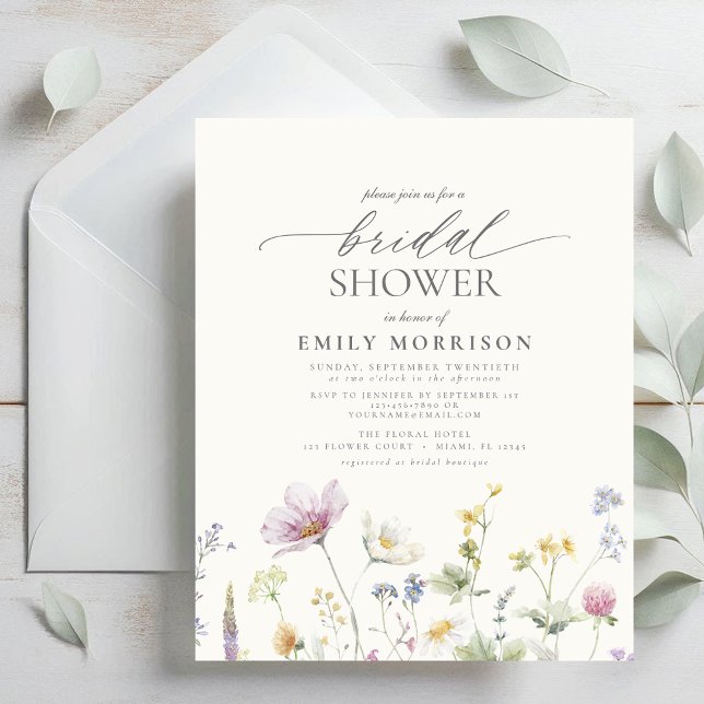 Budget Elegant Wildflower Bridal Shower Invitation Flyer (Creator Uploaded)
