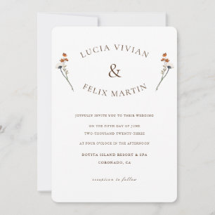 Budget Elegant Wildflowers All In One Wedding Invitation