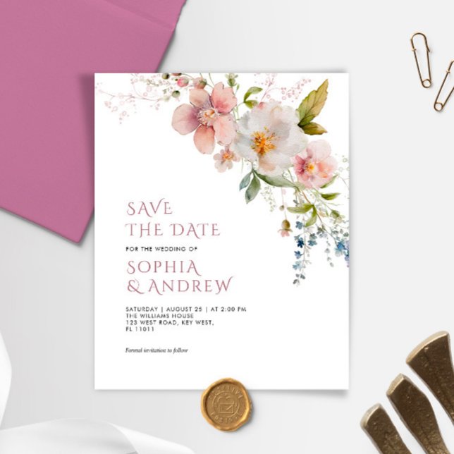 Budget Elegant Wildflowers Wedding Save the Date (Creator Uploaded)