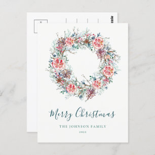 Budget Elegant Winter Greenery Christmas Postcard