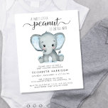Budget Elephant Blue Baby Boy Shower Invitation<br><div class="desc">A cute and budget-friendly baby boy shower invitation featuring "A Sweet Little Peanut is on His Way" written in a mixture of soft grey modern typography and stylish script, and a pastel blue watercolor of a baby elephant. You can personalise the mother's name and shower details in simple grey typography....</div>