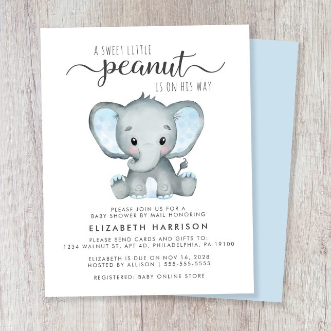 Budget Elephant Blue Baby Boy Sprinkle Invite (Creator Uploaded)