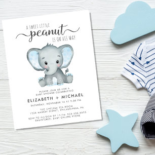 Budget Elephant Couples Baby Boy Shower Invitation