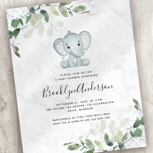 BUDGET Elephant Eucalyptus Baby Shower Invitation
