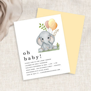 Budget Elephant Gender Neutral Baby Shower Invite