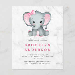 BUDGET Elephant Girl Baby Shower Invitation