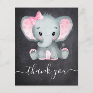 BUDGET Elephant Girl Baby Shower Thank You Card