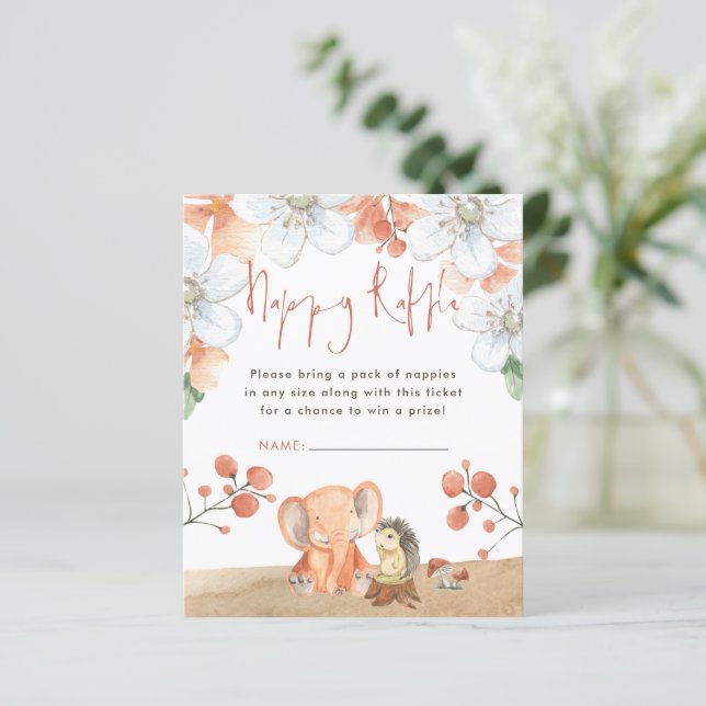 Budget Elephant Hedgehog Nappy Raffle Baby Shower (Standing Front)