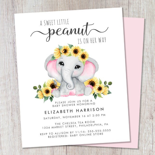 Budget Elephant Sunflowers Baby Girl Shower (Creator Uploaded)