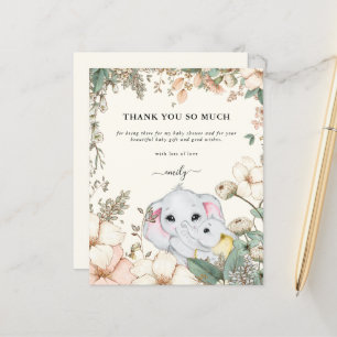 Budget Elephants Cream Baby Shower Thank You