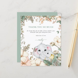 Budget Elephants Sage Baby Shower Thank You