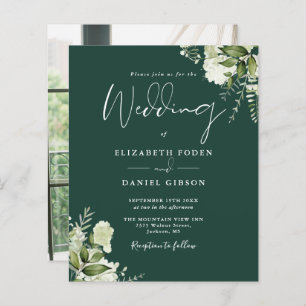 Budget Emerald Foliage Photo Wedding Invitation