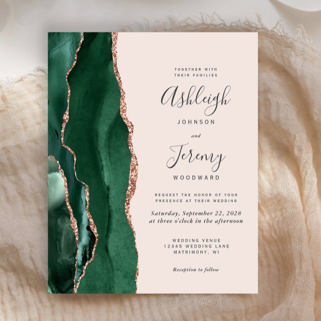 Budget Emerald Green Agate Rose Gold Blush Wedding (Creator Uploaded)