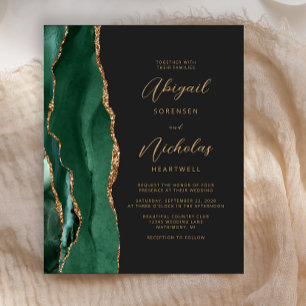 Budget Emerald Green Agate Wedding Invite