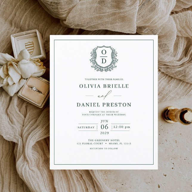 Budget Emerald Green Elegant Wedding Invitation (Creator Uploaded)