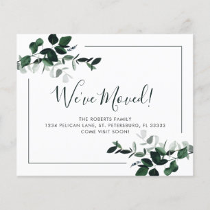 Budget Emerald Green Eucalyptus New Address Card