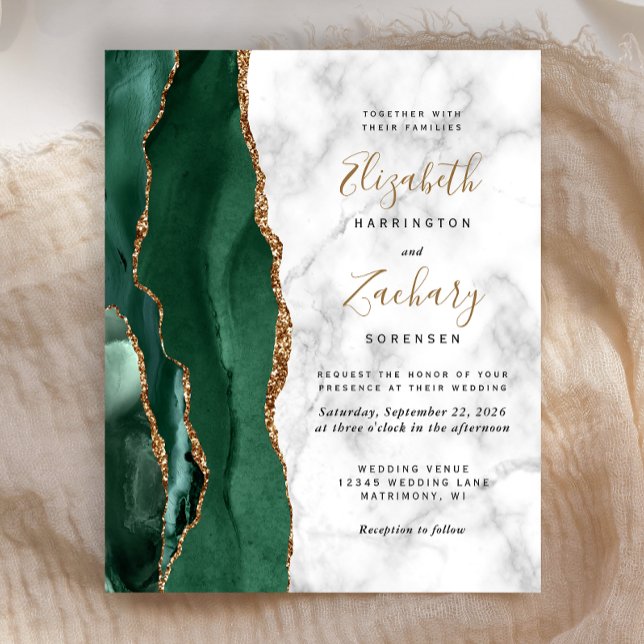 Budget Emerald Green Gold Agate Marble Wedding (Creator Uploaded)