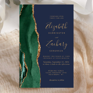 Budget Emerald Green Gold Agate Navy Blue Wedding