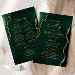 Budget Emerald Green Gold Agate Wedding Program<br><div class="desc">This elegant,  modern wedding program features an emerald green agate background trimmed with gold faux glitter. The text appears in gold-colored handwriting and copperplate fonts.</div>