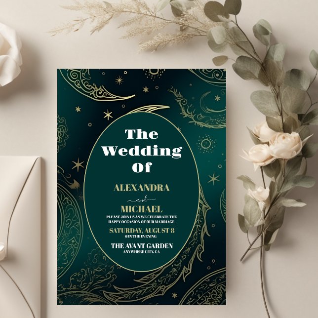 Budget Emerald Green Gold Celestial  Wedding (Creator Uploaded)