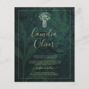 Budget Emerald Green Gold Modern Wedding Invite