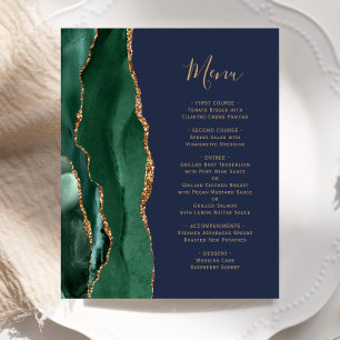 Budget Emerald Green Gold Navy Blue Wedding Menu