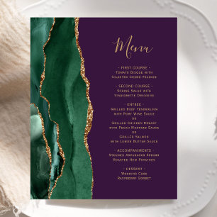 Budget Emerald Green Gold Purple Wedding Menu