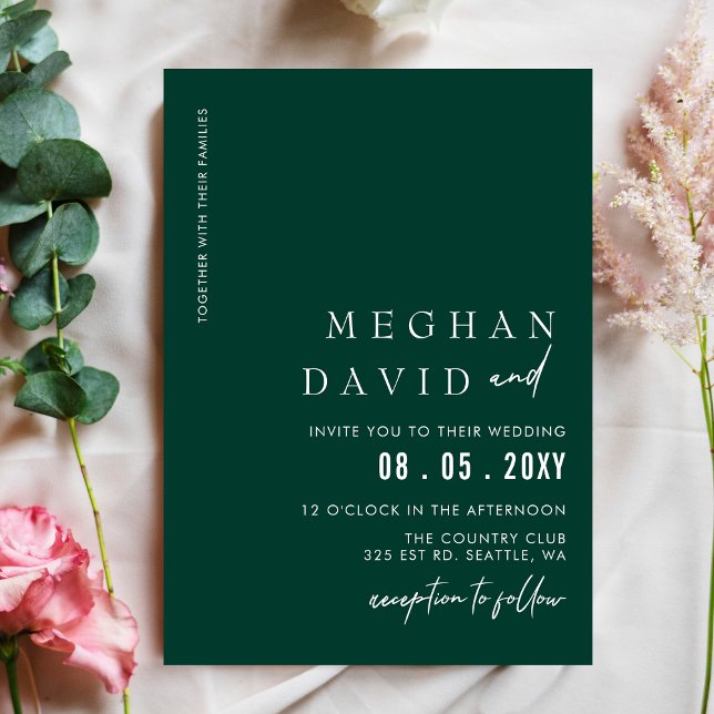 Budget Emerald Green Modern Wedding Invitation (Creator Uploaded)