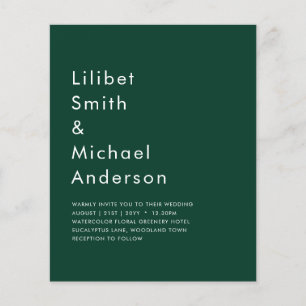BUDGET Emerald Green Monochrome Wedding Flyer