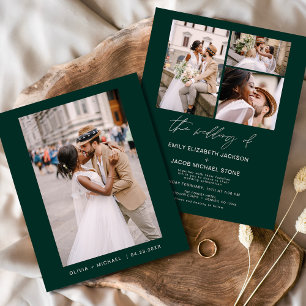 Budget Emerald Green Photo Wedding Invitation Flyer