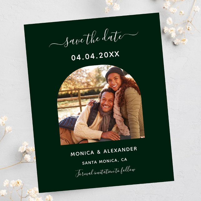 Budget emerald green photo wedding Save the Date (Creator Uploaded)