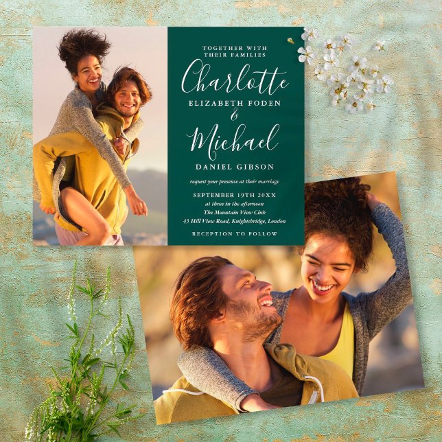 Budget Emerald Green Photos Wedding Invitation (Creator Uploaded)
