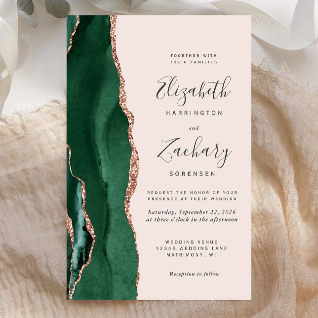 Budget Emerald Green Rose Gold Agate Blush Wedding (Creator Uploaded)