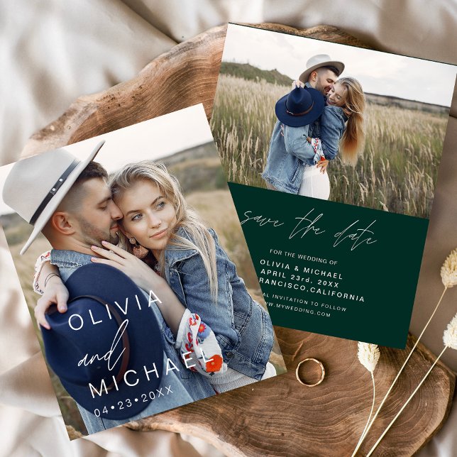 Budget Emerald Green Save the Date Photo Flyer (Creator Uploaded)