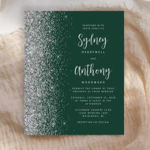 Budget Emerald Green Silver Calligraphy Wedding