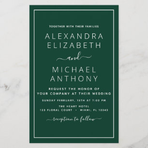 Budget Emerald Green Wedding Modern Typography