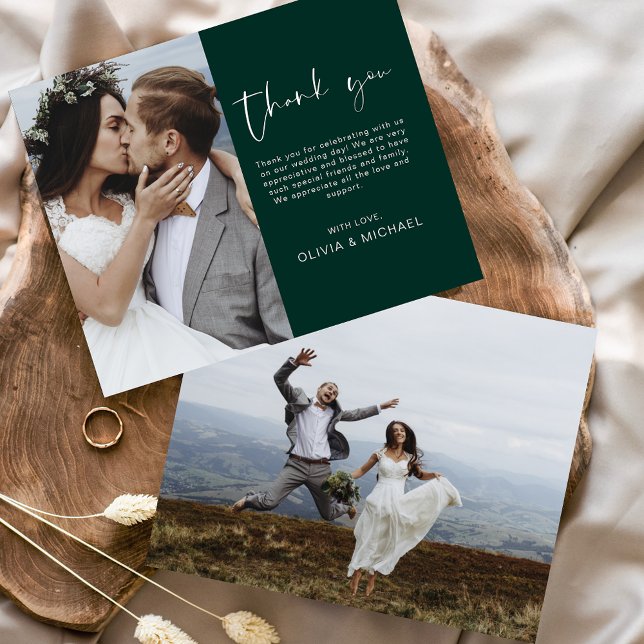 Budget Emerald Green Wedding Thank You Photo Card (Creator Uploaded)